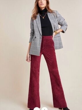 Anthropologie Burgundy Suede Flare Pants - NWT
